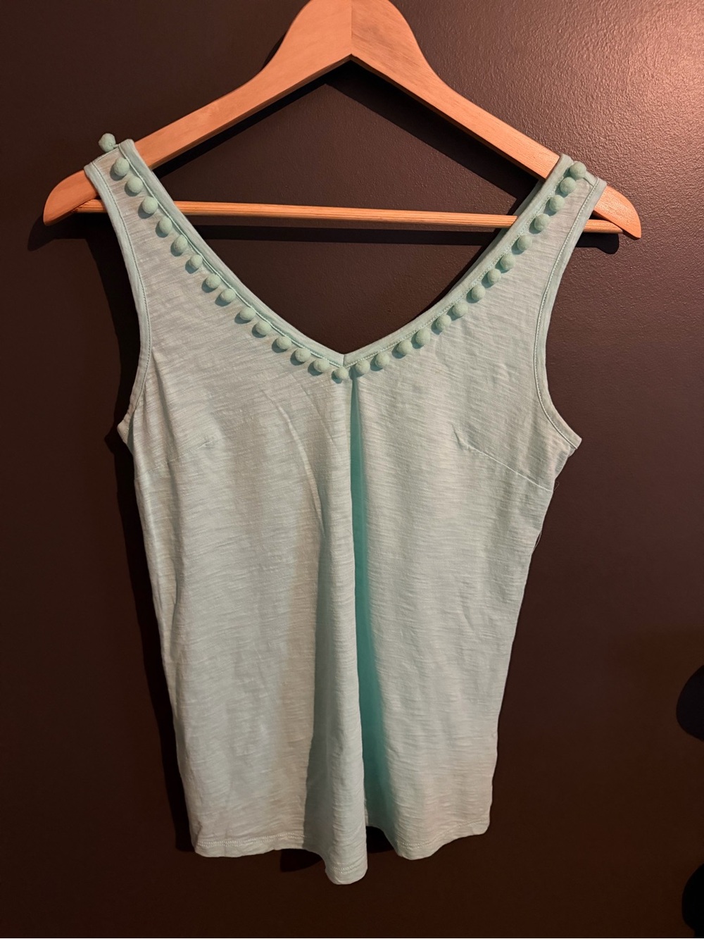 Lilly Pulitzer Mint Green Pom-Trim V-Neck Tank